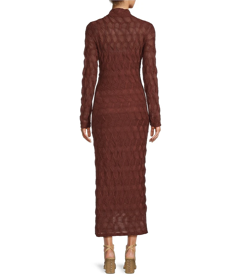 Antonio Melani Katelyn Long Sleeve Turtleneck Puckered Jacquard Midi Dress