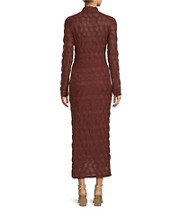 Antonio Melani Katelyn Long Sleeve Turtleneck Puckered Jacquard Midi Dress