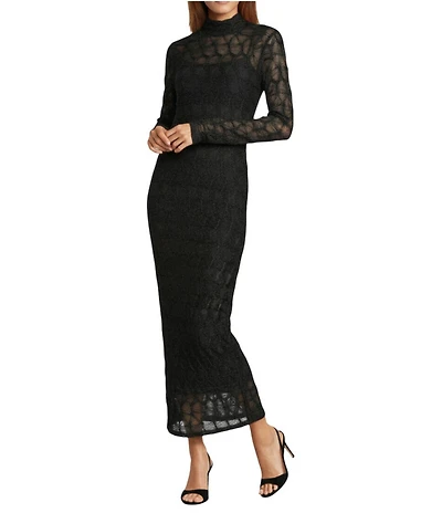 Antonio Melani Katelyn Long Sleeve Turtleneck Puckered Jacquard Midi Dress