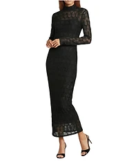 Antonio Melani Katelyn Long Sleeve Turtleneck Puckered Jacquard Midi Dress