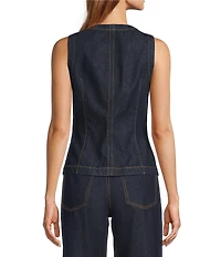 Antonio Melani Katie Denim Round Neck Sleeveless Button Front Vest