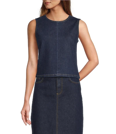 Antonio Melani Kaylee Coordinating Sleeveless Crew Neck Denim Blouse