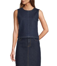 Antonio Melani Kaylee Coordinating Sleeveless Crew Neck Denim Blouse