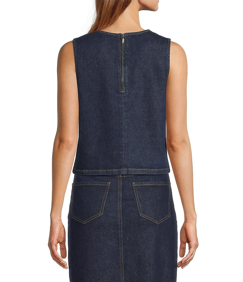 Antonio Melani Kaylee Coordinating Sleeveless Crew Neck Denim Blouse