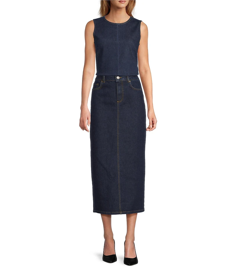 Antonio Melani Kaylee Coordinating Sleeveless Crew Neck Denim Blouse