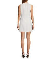 Antonio Melani Kayleigh Linen Blend Stripe Print Round Neck Sleeveless Dress