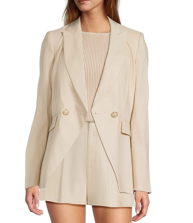 Antonio Melani Keira Linen Notch Lapel Long Sleeve Double Breasted Coordinating Blazer