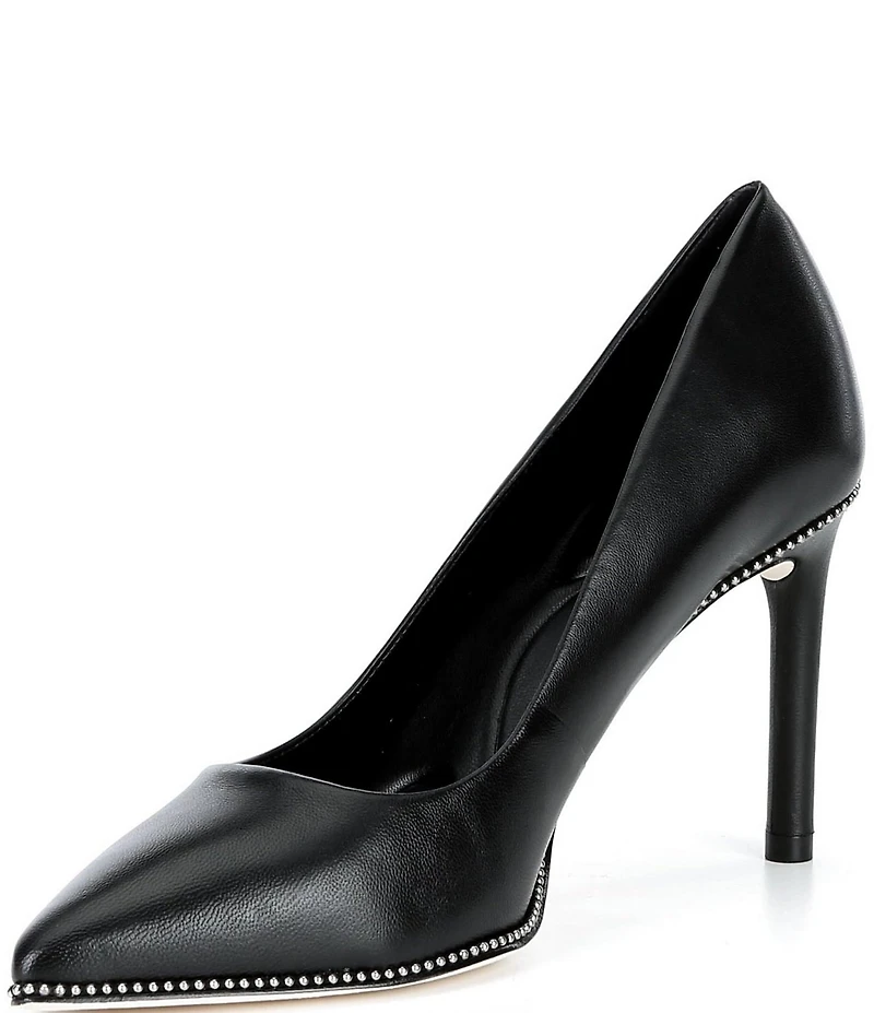Antonio Melani Kelly Leather Ball Chain Pointed Toe Pumps