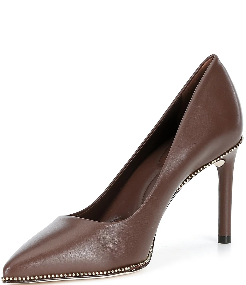 Antonio Melani Kelly Leather Ball Chain Pointed Toe Pumps