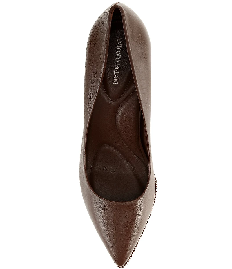 Antonio Melani Kelly Leather Ball Chain Pointed Toe Pumps