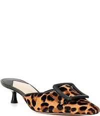 Antonio Melani Kendra Leopard Print Haircalf Buckle Ornament Dress Mules