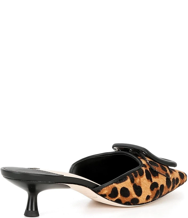 Antonio Melani Kendra Leopard Print Haircalf Buckle Ornament Dress Mules