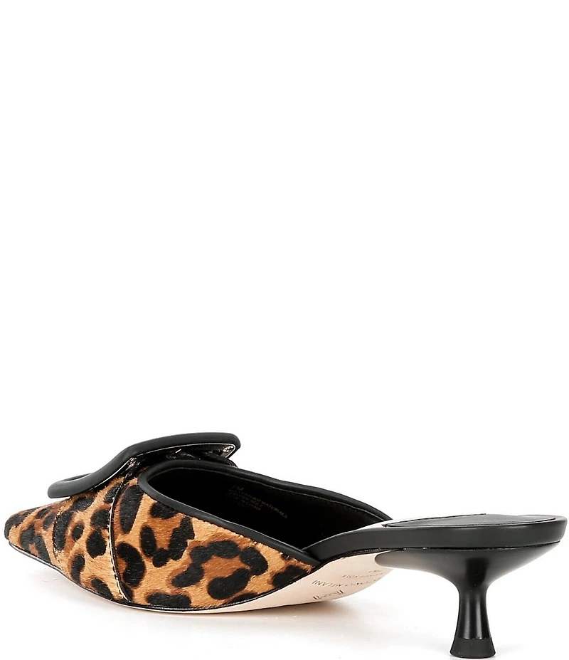 Antonio Melani Kendra Leopard Print Haircalf Buckle Ornament Dress Mules