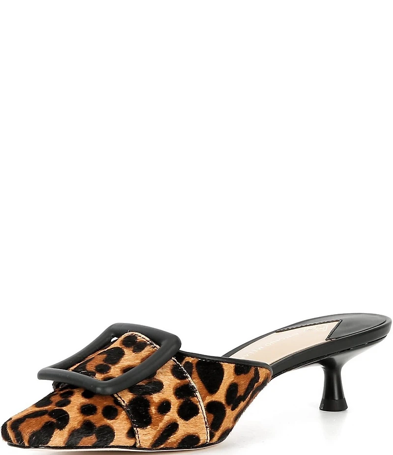 Antonio Melani Kendra Leopard Print Haircalf Buckle Ornament Dress Mules