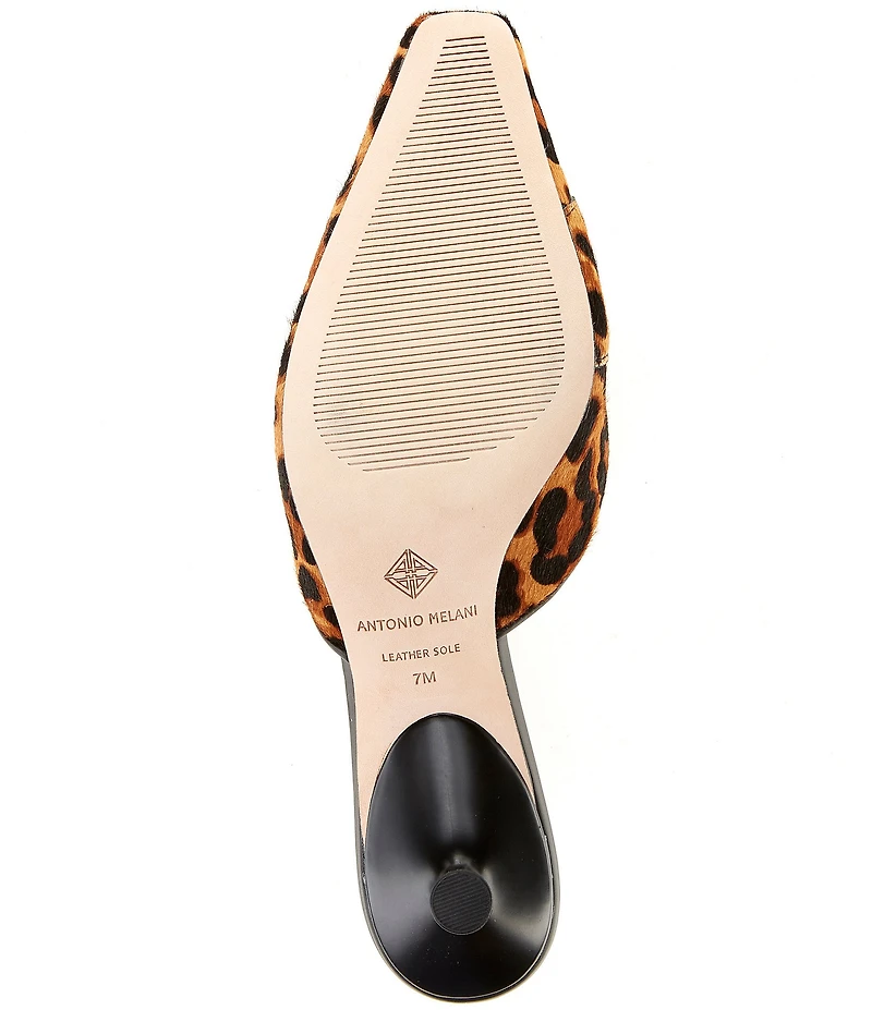 Antonio Melani Kendra Leopard Print Haircalf Buckle Ornament Dress Mules