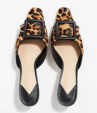 Antonio Melani Kendra Leopard Print Haircalf Buckle Ornament Dress Mules