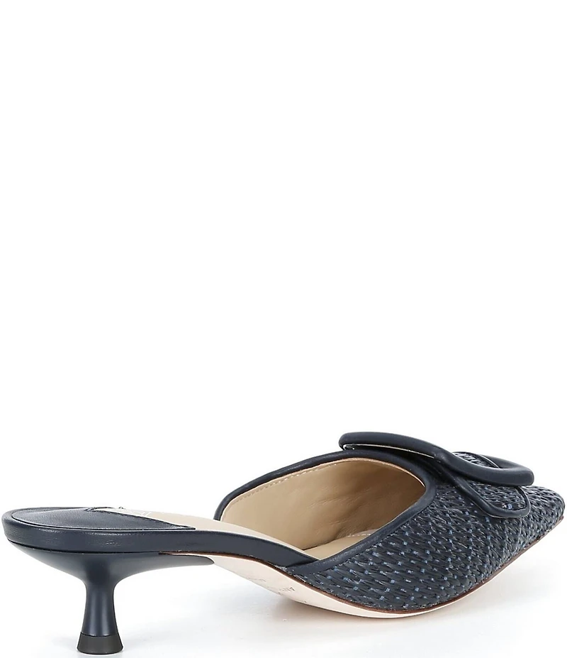 Antonio Melani Kendra Raffia Buckle Ornament Kitten Heel Dress Mules