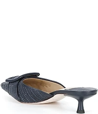Antonio Melani Kendra Raffia Buckle Ornament Kitten Heel Dress Mules