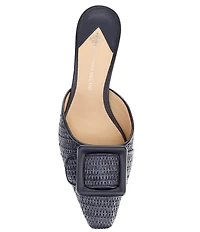 Antonio Melani Kendra Raffia Buckle Ornament Kitten Heel Dress Mules