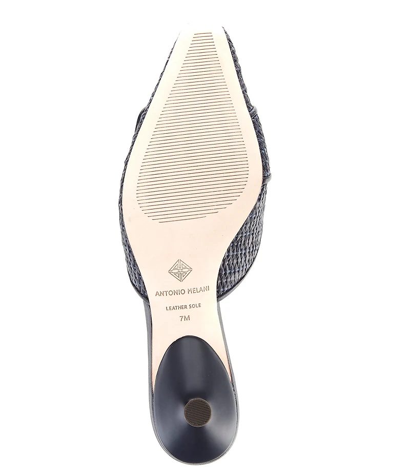 Antonio Melani Kendra Raffia Buckle Ornament Kitten Heel Dress Mules