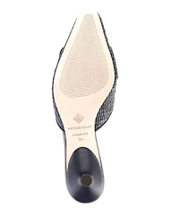 Antonio Melani Kendra Raffia Buckle Ornament Kitten Heel Dress Mules