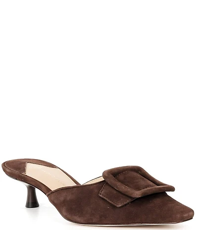 Antonio Melani Kendra Suede Buckle Ornament Dress Mules