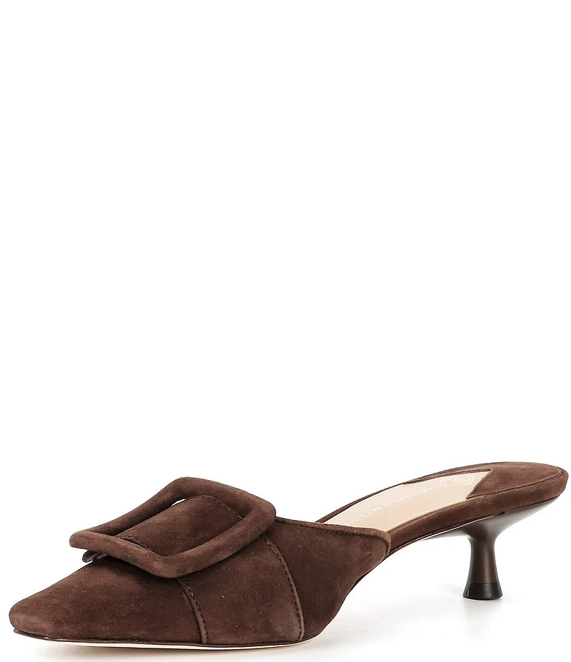 Antonio Melani Kendra Suede Buckle Ornament Dress Mules