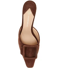Antonio Melani Kendra Suede Buckle Ornament Dress Mules