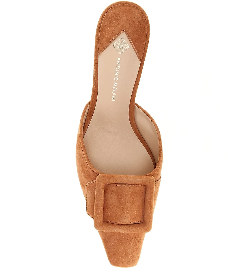 Antonio Melani Kendra Suede Buckle Ornament Dress Mules
