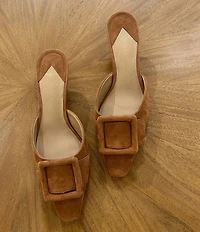 Antonio Melani Kendra Suede Buckle Ornament Dress Mules