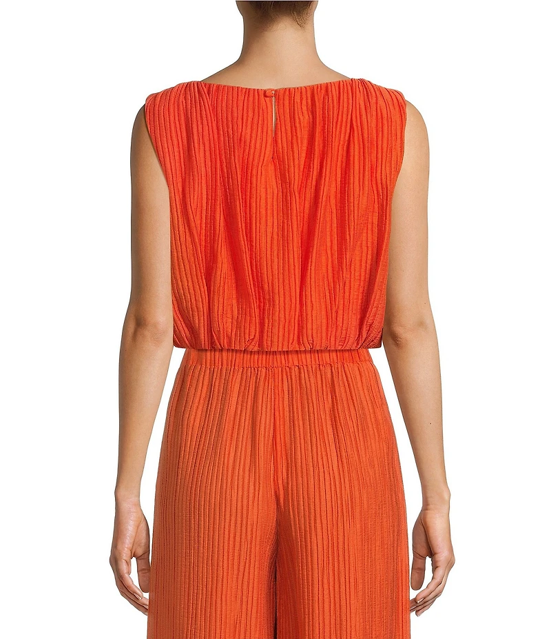 Antonio Melani Coordinating Keoni Novelty Crinkle Bateau Neckline Sleeveless Blouse