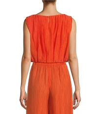 Antonio Melani Coordinating Keoni Novelty Crinkle Bateau Neckline Sleeveless Blouse