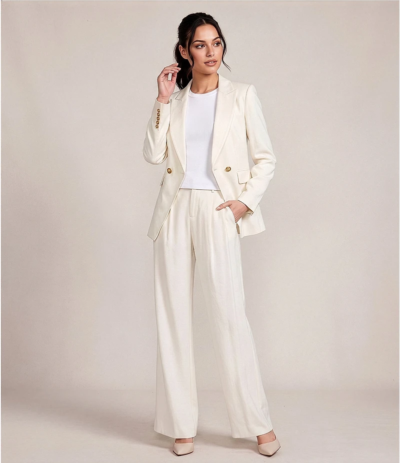 Antonio Melani Kiera Linen Notch Lapel Long Sleeve Double Breasted Coordinating Blazer
