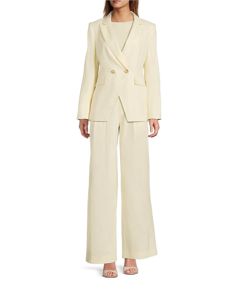 Antonio Melani Kiera Linen Notch Lapel Long Sleeve Button Front Blazer