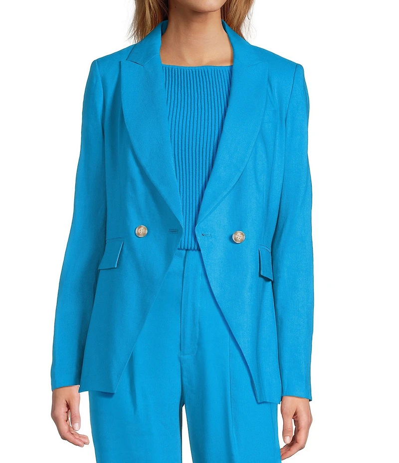 Antonio Melani Kiera Linen Notch Lapel Long Sleeve Double Breasted Coordinating Blazer