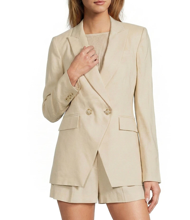 Antonio Melani Kiera Linen Notch Lapel Long Sleeve Double Breasted Coordinating Blazer