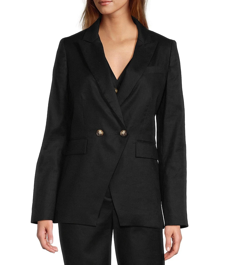 Antonio Melani Kiera Linen Notch Lapel Long Sleeve Double Breasted Coordinating Blazer
