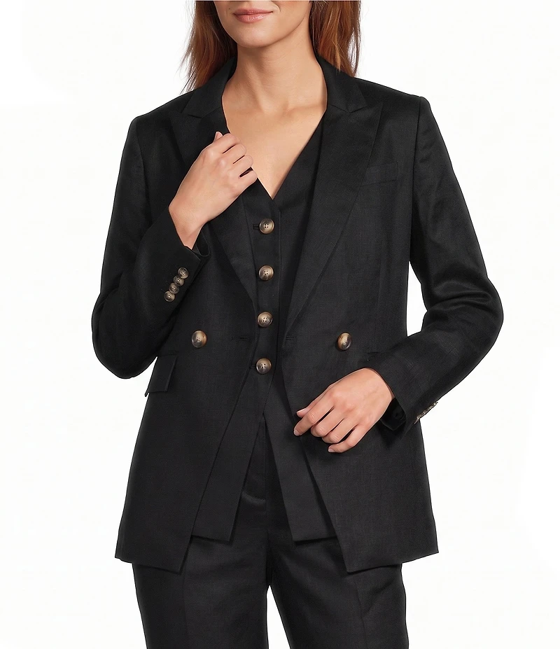 Antonio Melani Kiera Linen Notch Lapel Long Sleeve Double Breasted Coordinating Blazer