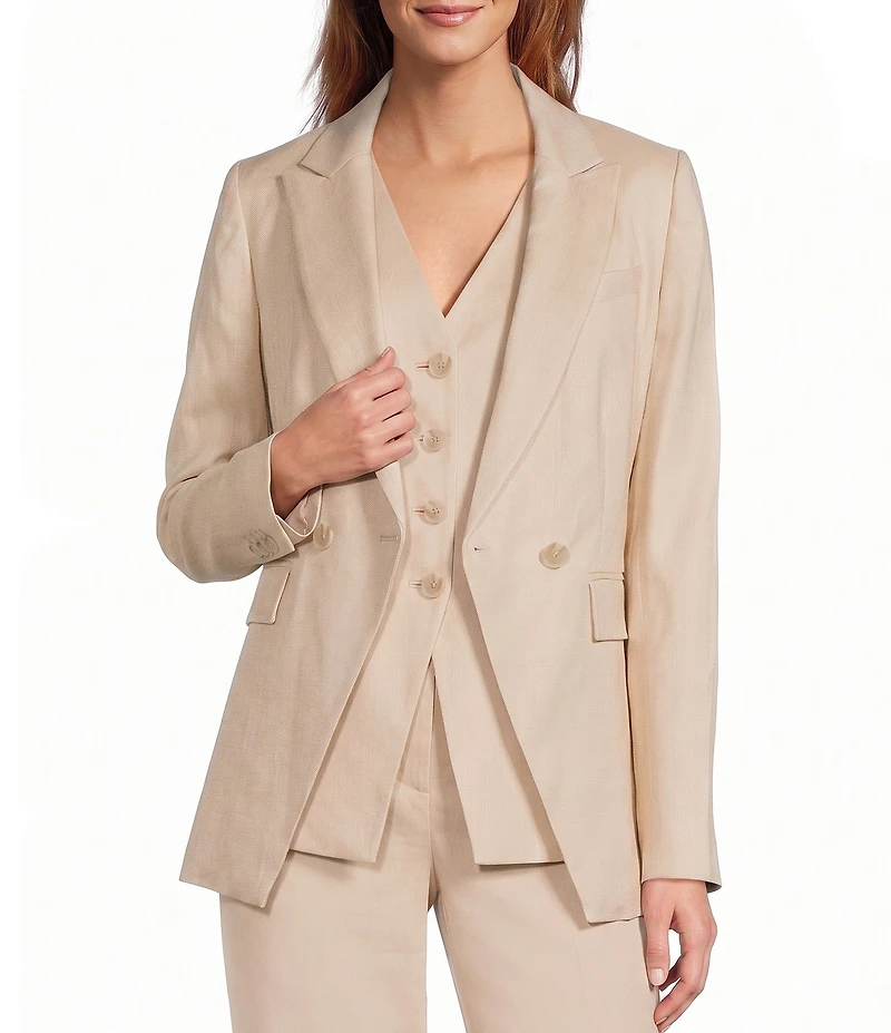 Antonio Melani Kiera Linen Notch Lapel Long Sleeve Double Breasted Coordinating Blazer