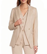 Antonio Melani Kiera Linen Notch Lapel Long Sleeve Double Breasted Coordinating Blazer