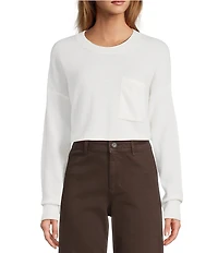 Antonio Melani Kimberly Crew Neck Long Sleeve Front Pocket Cashmere Sweater
