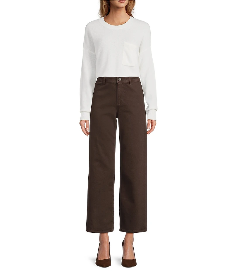 Antonio Melani Kimberly Crew Neck Long Sleeve Front Pocket Cashmere Sweater