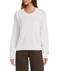 Antonio Melani Kimberly Crew Neck Long Sleeve Front Pocket Cashmere Sweater