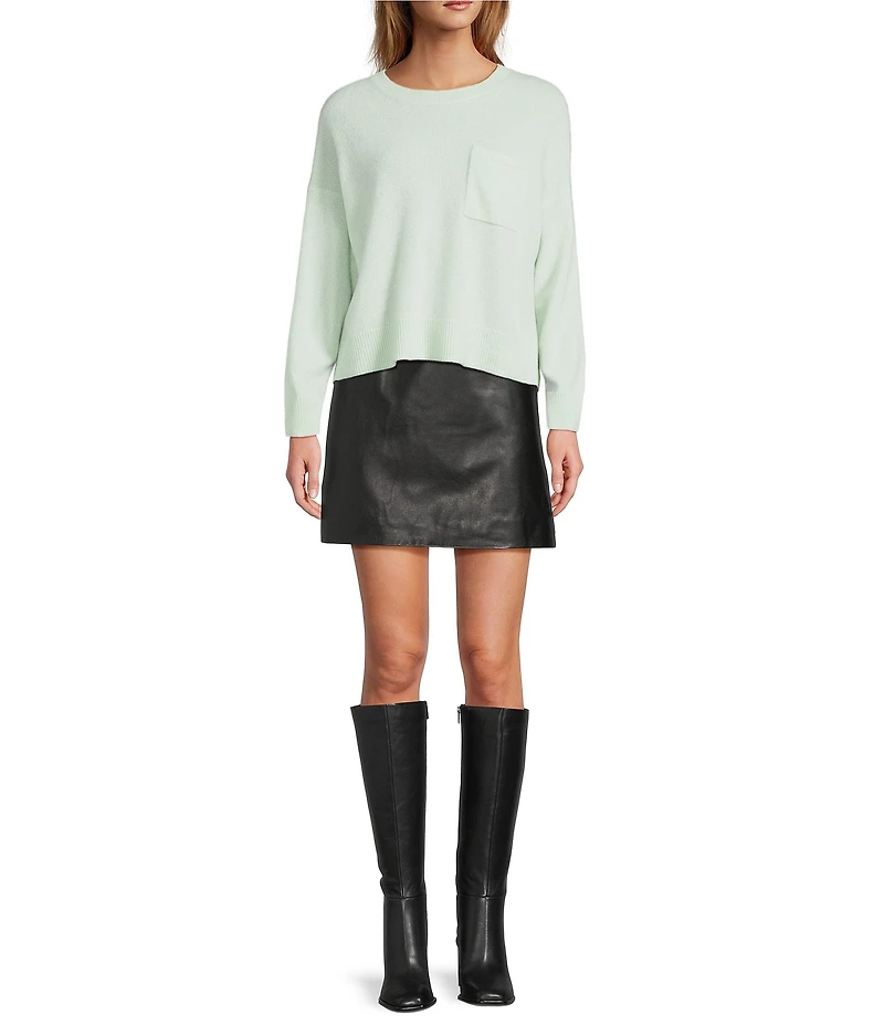 Antonio Melani Kimberly Crew Neck Long Sleeve Front Pocket Cashmere Sweater