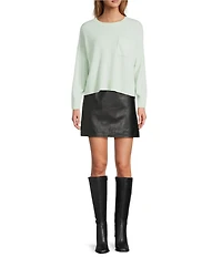 Antonio Melani Kimberly Crew Neck Long Sleeve Front Pocket Cashmere Sweater