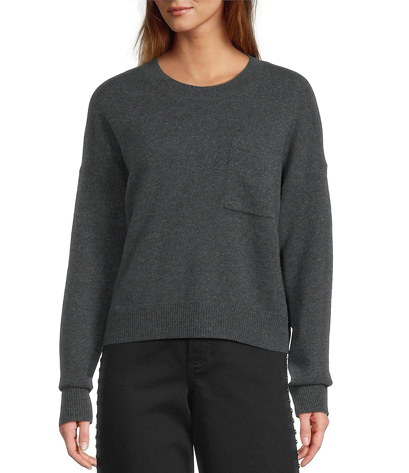 Antonio Melani Kimberly Crew Neck Long Sleeve Front Pocket Cashmere Sweater