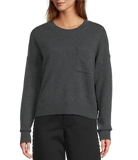 Antonio Melani Kimberly Crew Neck Long Sleeve Front Pocket Cashmere Sweater