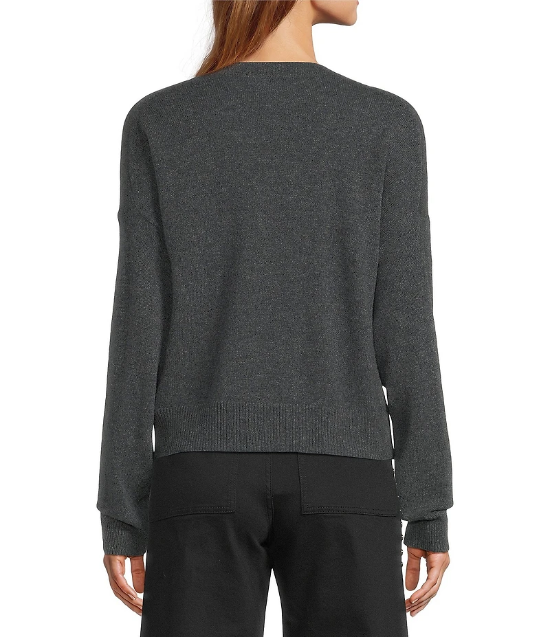 Antonio Melani Kimberly Crew Neck Long Sleeve Front Pocket Cashmere Sweater