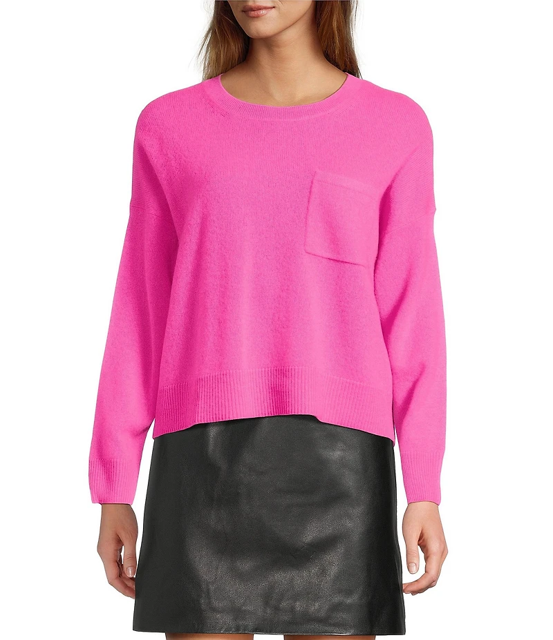 Antonio Melani Kimberly Crew Neck Long Sleeve Front Pocket Cashmere Sweater