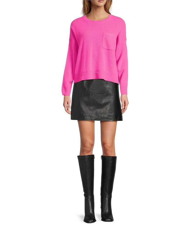 Antonio Melani Kimberly Crew Neck Long Sleeve Front Pocket Cashmere Sweater